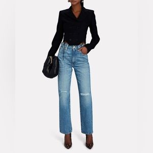 Slvrlake London rigid cotton straight leg denim jeans distressed